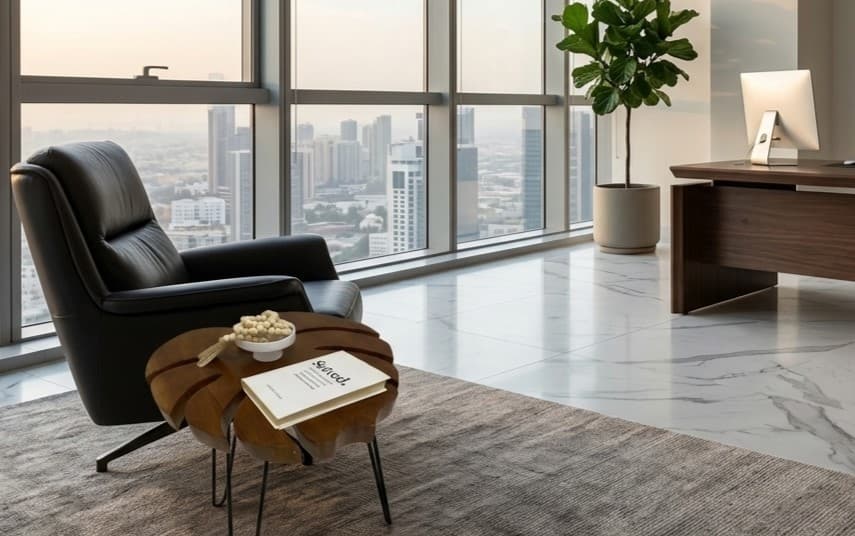 Ewe Table in a studio setting